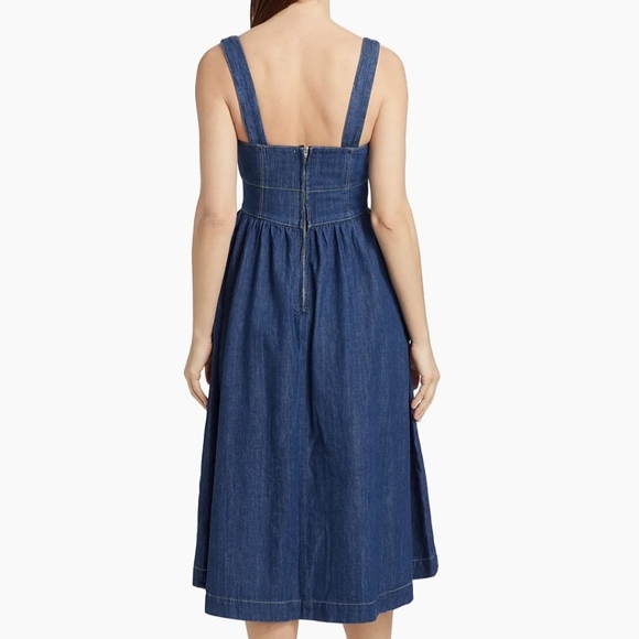 Reformation Tagliatelle Denim Midi Dress Ellis Size 10 NWT - Picture 11 of 16